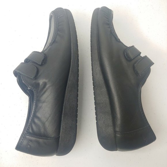 Dr. Scholls Mardell Women 11 W Shoes Two Strap Comfort Black Leather Slip On - Picture 5 of 11